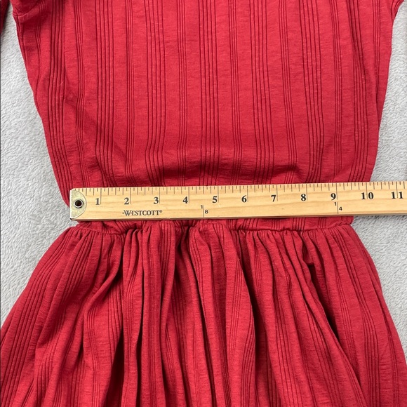 NEW Known Supply S Irene Dress Organic Cotton Elegant Red Long Sleeve Dress - Picture 13 of 14